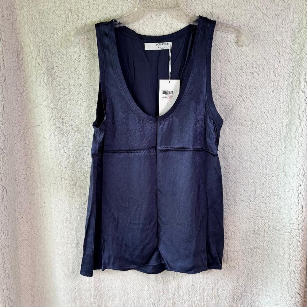 Sophie Rue Basic Satin Tank Navy Women's Size XS‎ NWT
